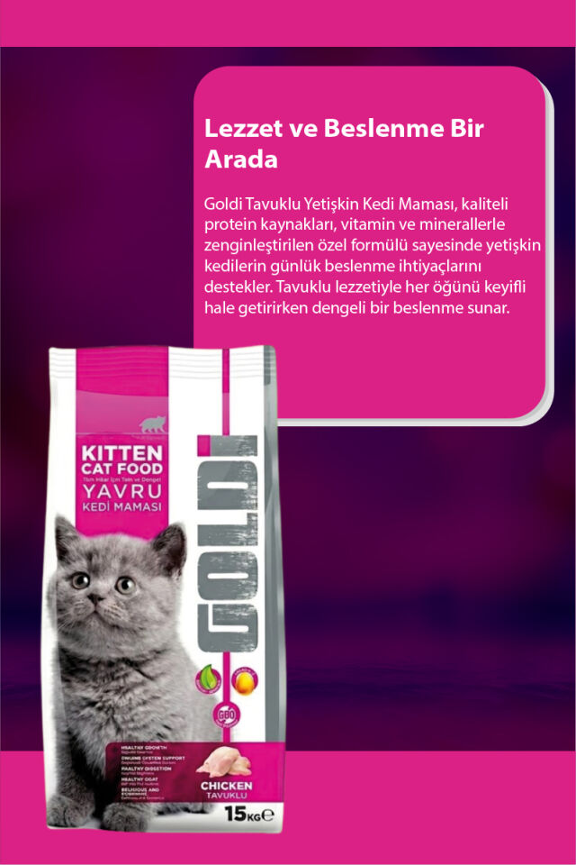 Goldi Kitten Tavuklu Yavru Kedi Maması 15 Kg