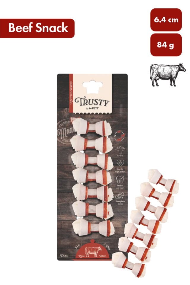 M-PETS TRUSTY BEEF DÜĞÜMLÜ KEMİK 7Lİ 84GR/6,4CM