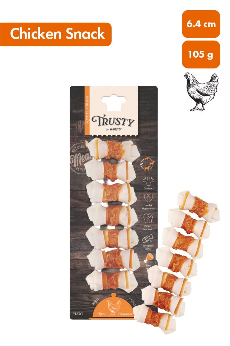 M-PETS TRUSTY EXTRA CHICKEN DÜĞÜMLÜ KEMİK 7Lİ 105G