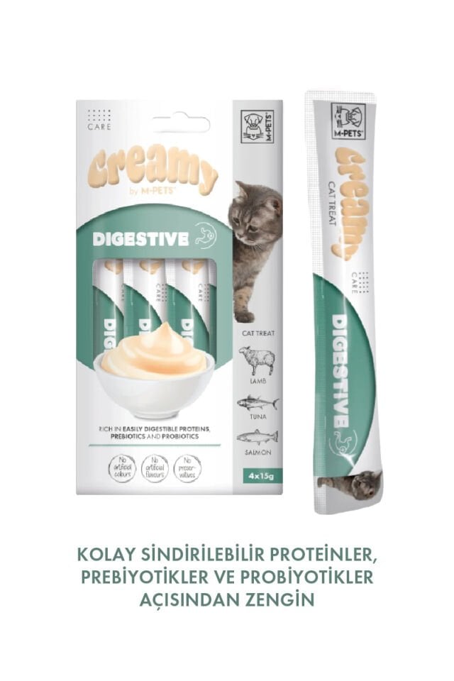 Creamy Digestive Sindirim Sistemi Destekleyici Krema Kedi Ödül Maması 4*15 Gr