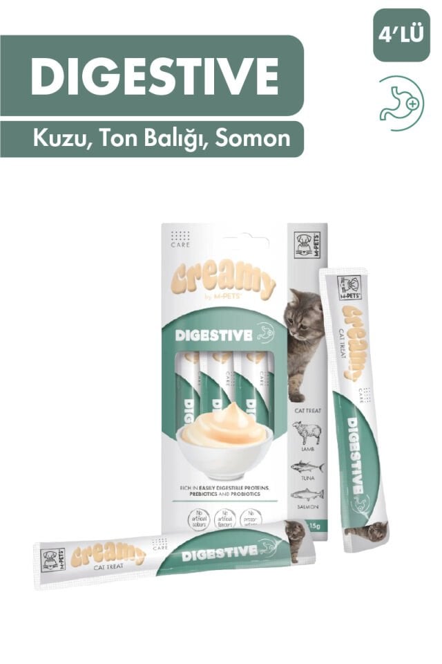 Creamy Digestive Sindirim Sistemi Destekleyici Krema Kedi Ödül Maması 4*15 Gr