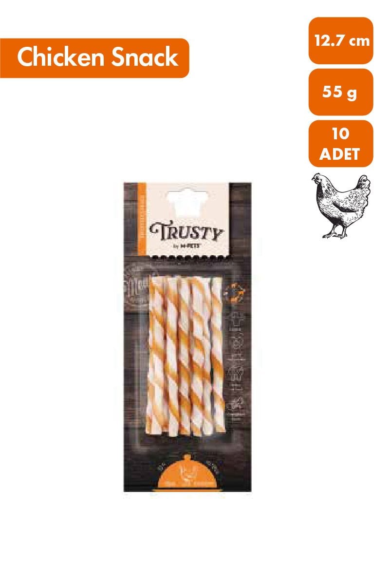 M-PETS TRUSTY CHICKEN TWISTED STICKS 10LU 55GR/12,