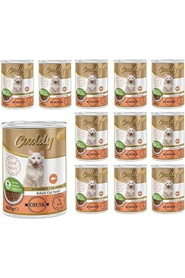 Yetişkin Kedi Somonlu ve Jöleli Konserve Mama 400 Gr x 12 adet