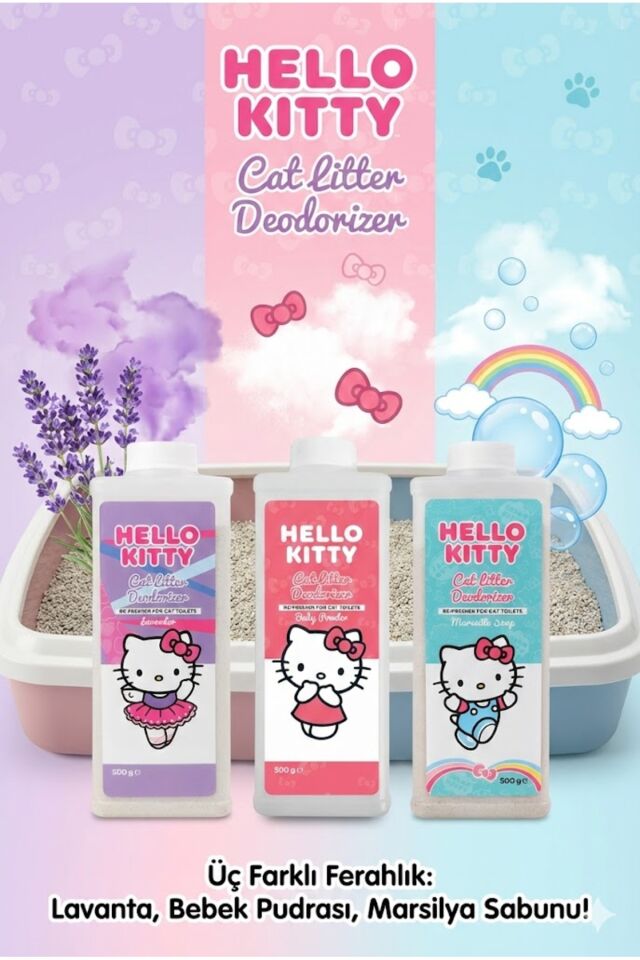 Hello Kitty Cat Litter, Kedi Kumu Deodorizer, Koku Giderici Sabun Kokulu 500gr