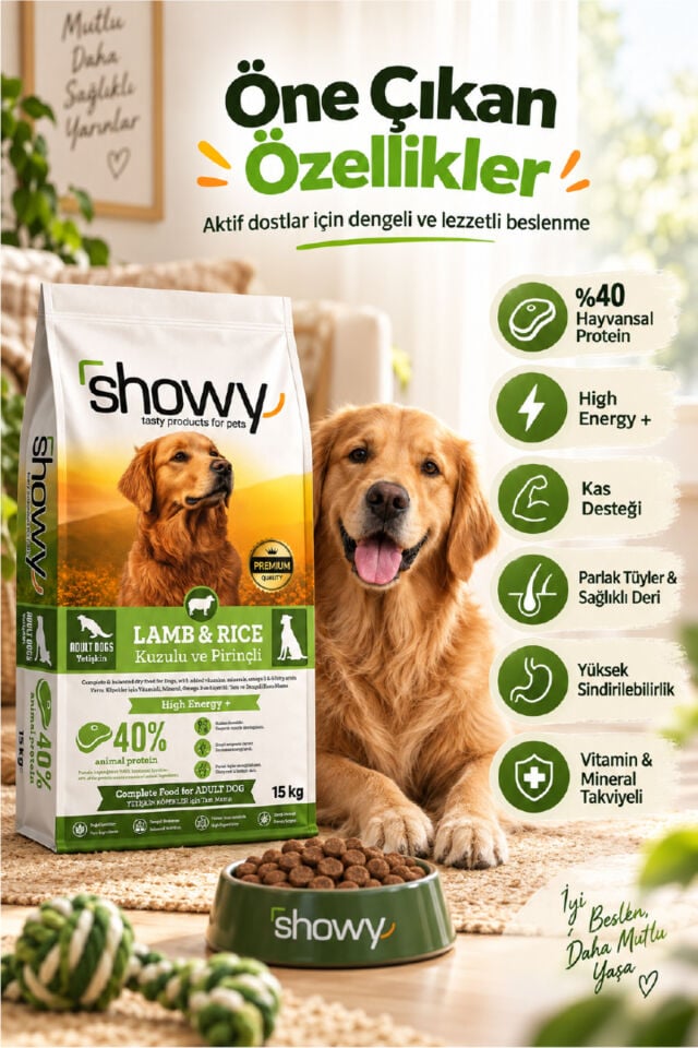 Adult Dogs Lamb & Rice Kuzulu ve Pirinçli Yetişkin Köpek Maması 15 Kg – Tam ve Dengeli Kuru Mama