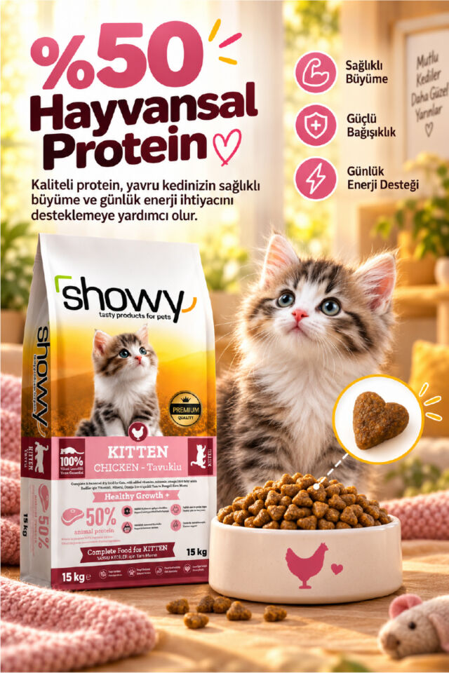 Kitten Tavuklu Yavru Kedi Kuru Maması 15 Kg | Healthy Growth+