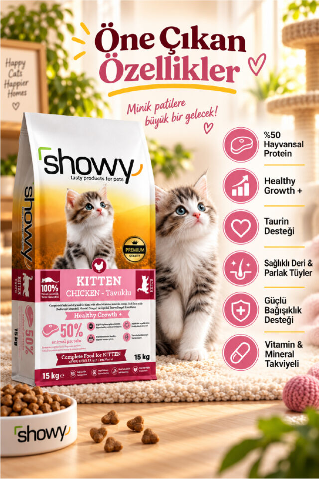 Kitten Tavuklu Yavru Kedi Kuru Maması 15 Kg | Healthy Growth+