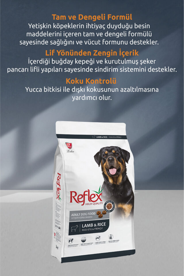 Kuzu Etli ve Pirinçli Yetişkin Köpek Maması 15 kg