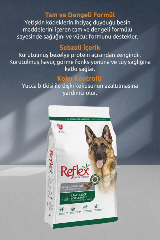 Kuzu Etli ve Sebzeli Yetişkin Köpek Maması 15 kg