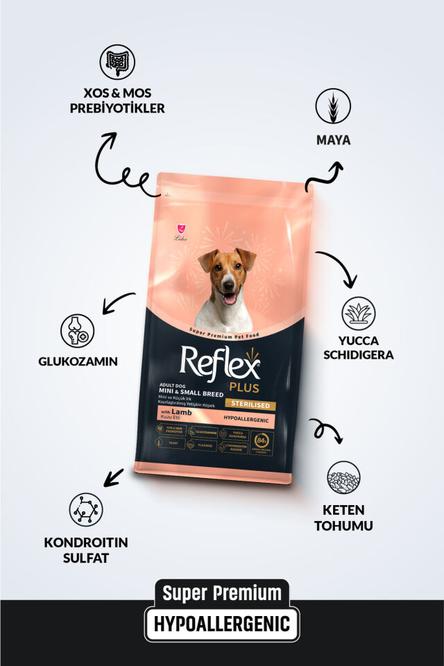 Plus Hypoallergenic Kuzu Etli Mini Irk Kısırlaştırılmış Yetişkin Köpek Maması 3 Kg